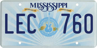 MS license plate LEC760