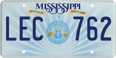 MS license plate LEC762