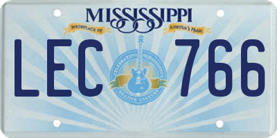 MS license plate LEC766