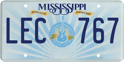 MS license plate LEC767