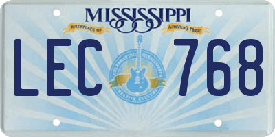 MS license plate LEC768