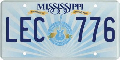 MS license plate LEC776
