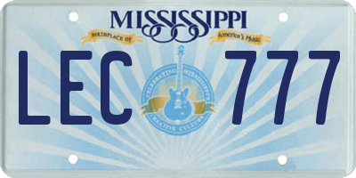 MS license plate LEC777
