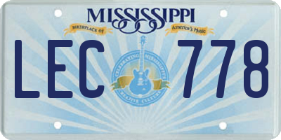 MS license plate LEC778