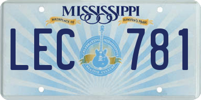 MS license plate LEC781
