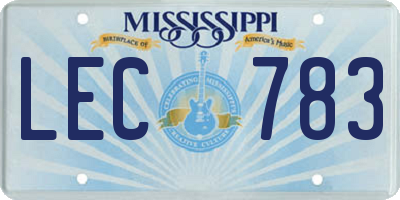 MS license plate LEC783