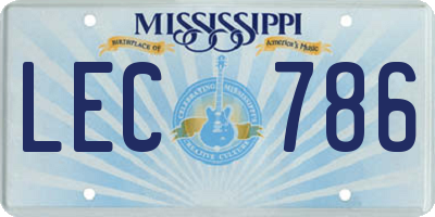 MS license plate LEC786