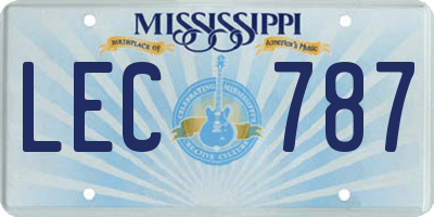 MS license plate LEC787