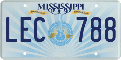 MS license plate LEC788