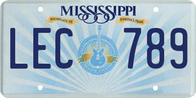 MS license plate LEC789