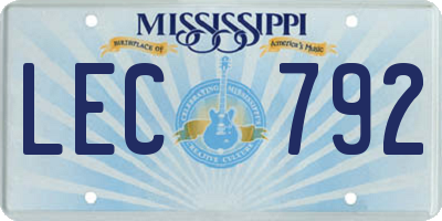 MS license plate LEC792