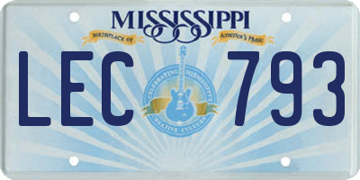 MS license plate LEC793