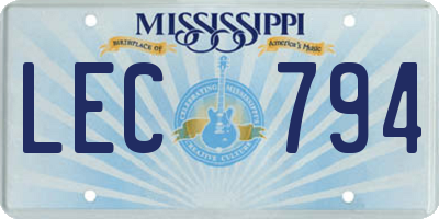MS license plate LEC794