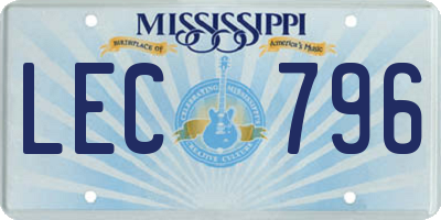 MS license plate LEC796