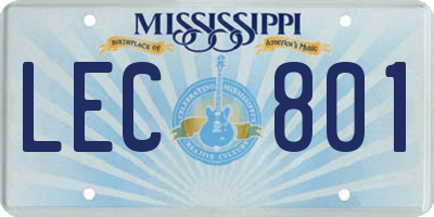MS license plate LEC801