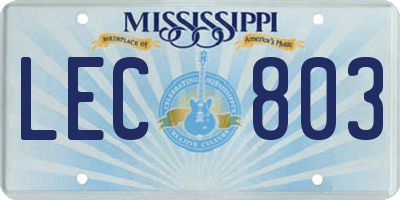 MS license plate LEC803