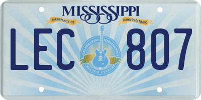 MS license plate LEC807