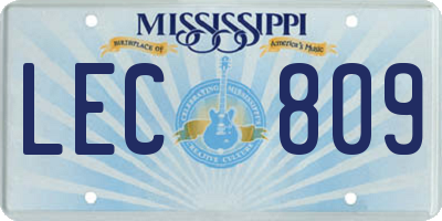 MS license plate LEC809