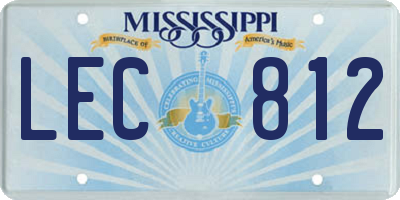 MS license plate LEC812