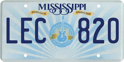 MS license plate LEC820