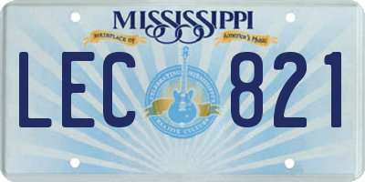 MS license plate LEC821