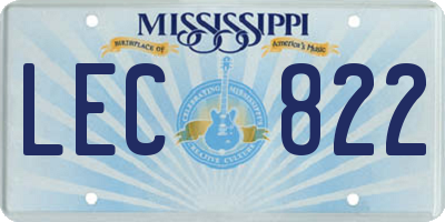 MS license plate LEC822