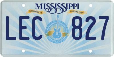 MS license plate LEC827