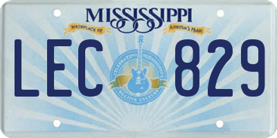 MS license plate LEC829