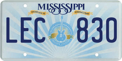 MS license plate LEC830