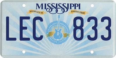 MS license plate LEC833