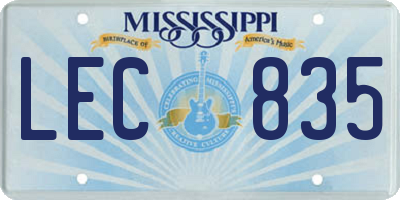 MS license plate LEC835