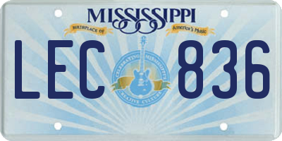 MS license plate LEC836