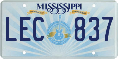 MS license plate LEC837