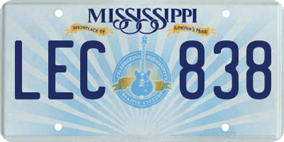 MS license plate LEC838