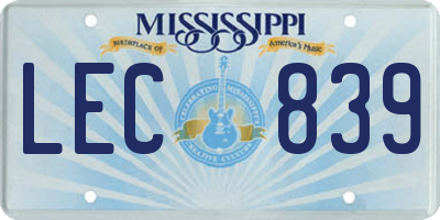 MS license plate LEC839