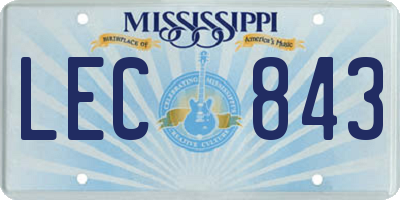 MS license plate LEC843