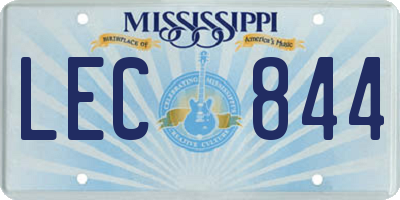 MS license plate LEC844