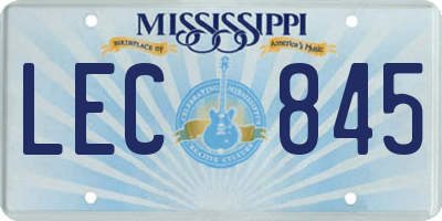 MS license plate LEC845