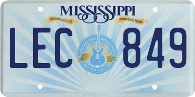 MS license plate LEC849