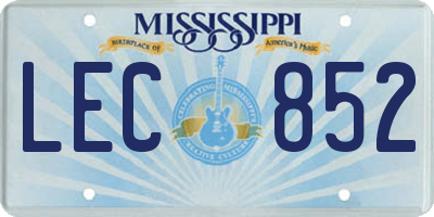 MS license plate LEC852
