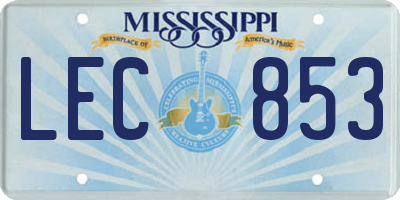 MS license plate LEC853