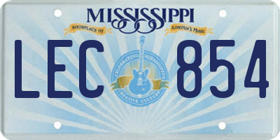 MS license plate LEC854