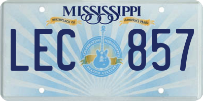 MS license plate LEC857
