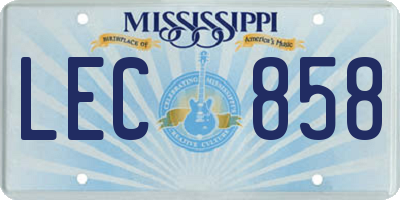 MS license plate LEC858