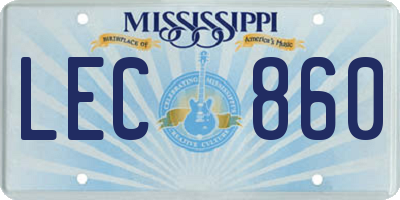 MS license plate LEC860