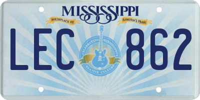 MS license plate LEC862