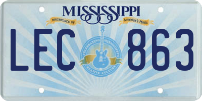 MS license plate LEC863