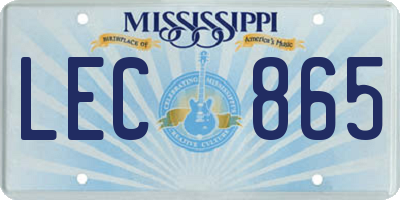MS license plate LEC865