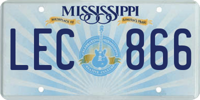 MS license plate LEC866