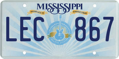 MS license plate LEC867